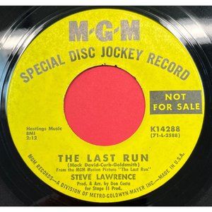 Steve Lawrence The Last Run 45 Movie Theme Song Promo MGM K14288 VG+/NM